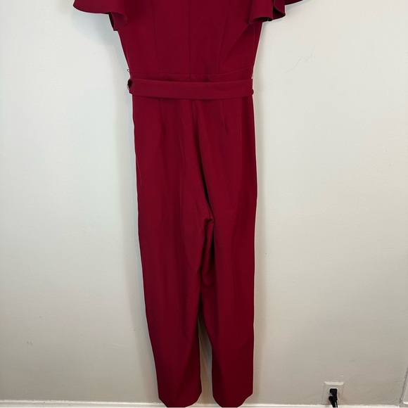 Alex Marie | Red Flutter Sleeve Tie Waist Formal Jumpsuit Size 6 - Picture 7 of 7